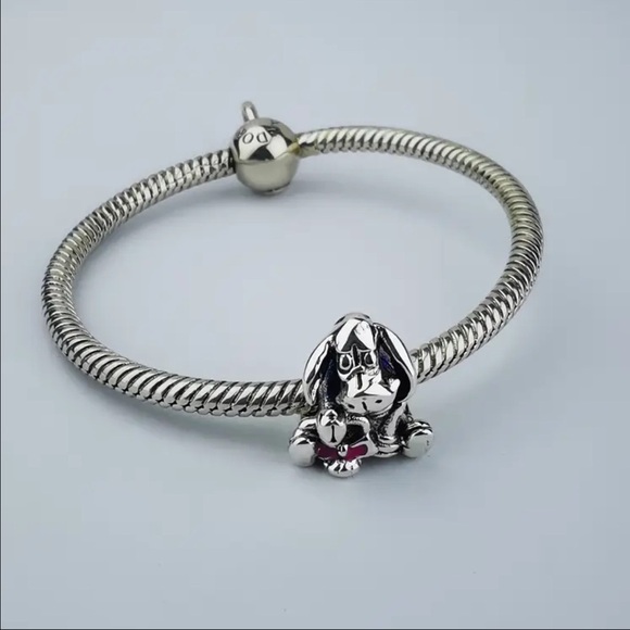 925 Sterling Silver Disney Inspired EEYORE Charm with Pink Accent - NWT - Picture 5 of 5